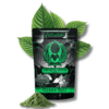 A black bag of Green Bali kratom powder
